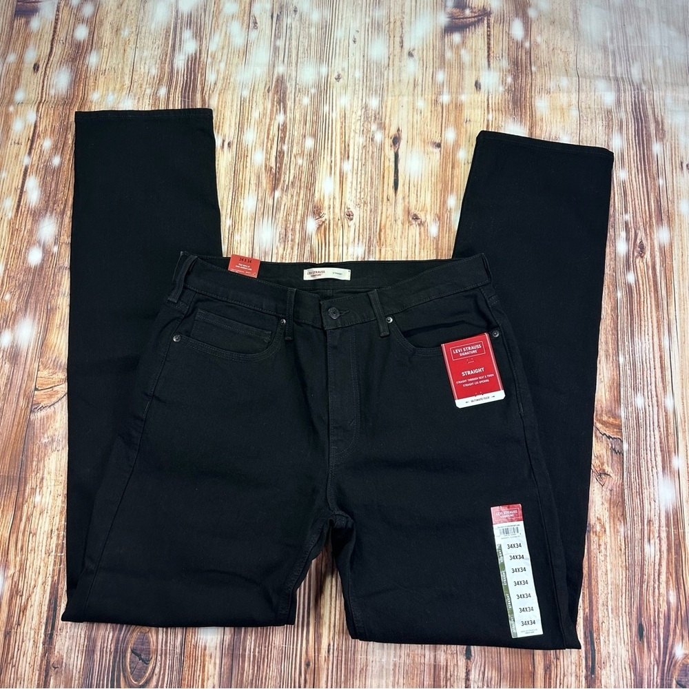 NWT LEVI STRAUSS SIGNATURE STRAIGHT MEN’S  BLACK JEANS  SIZE 34x34